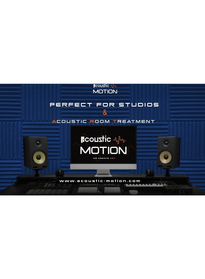 ACOUSTIC MOTION Foam Panels-Sound Proof WEDGE Panel With Self-Adhesive Set Of 12 3X30X30Cm Blue Stylish Acoustic Panels Basic For studio,recording,home,office,Acoustic Room Treatment - Image 5
